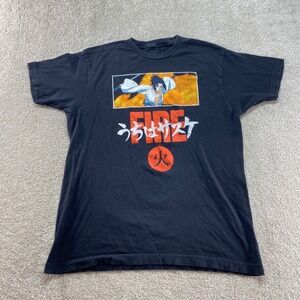 Naruto Shirt Mens Size Large Black Shippuden Sasuke Fire Anime Graphic Tee